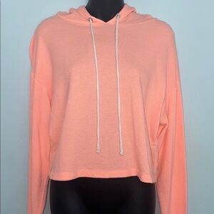 SO Lounge Life Crop Peach Hooded Sweatshirt, Juniors Size Large, EUC